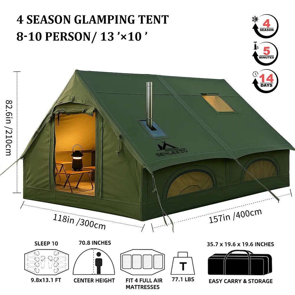 E-TradeHub™ 8+ Person Inflatable Tent - Quick Auto-Opening Waterproof Four-Season Outdoor Shelter