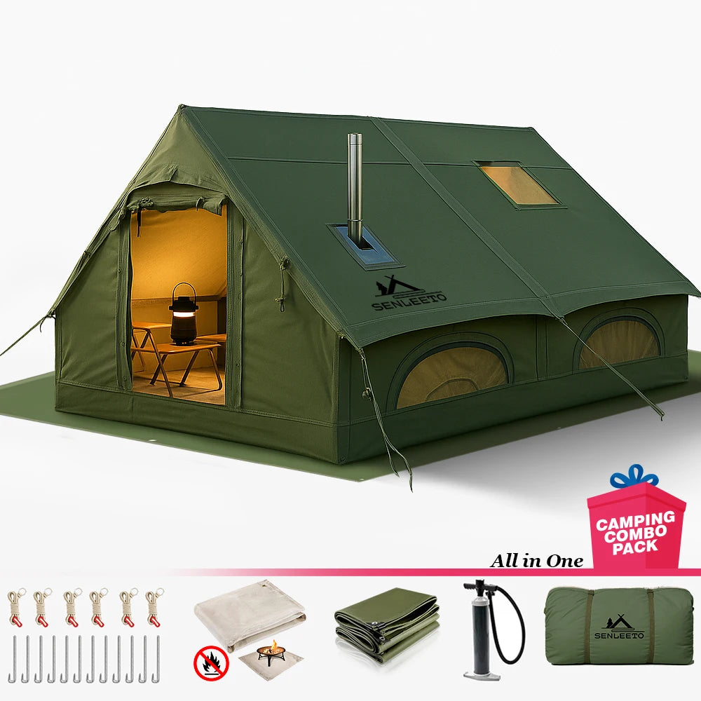 E-TradeHub™ 8+ Person Inflatable Tent - Quick Auto-Opening Waterproof Four-Season Outdoor Shelter