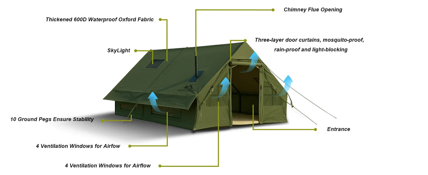 E-TradeHub™ 8+ Person Inflatable Tent - Quick Auto-Opening Waterproof Four-Season Outdoor Shelter