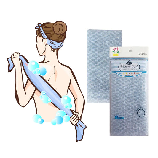 Premium Exfoliating Washcloth Towel(Blue) Korean Loofah Bath Sponge Long Back Scrubber African Bath Sponge African Long Net for Shower/It Becomes Softer as You use.by NOPIGO