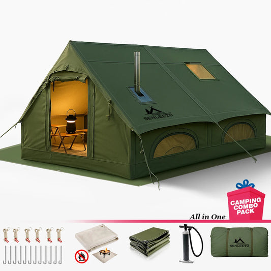 E-TradeHub™ 8+ Person Inflatable Tent - Quick Auto-Opening Waterproof Four-Season Outdoor Shelter